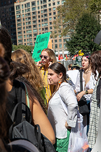 Alisa Petrosova, student organizer, at climate strike in Battery Park