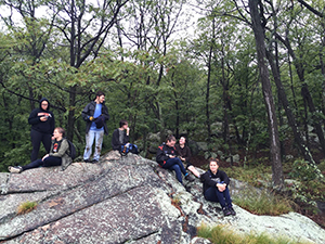 Jenna and members of the Outdoor Club on a weekend hike