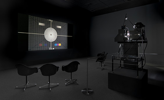 Lucy Raven, RP31, 2012, 35mm film installation, 4:48min looped. Installation view at Hammer Museum, Los Angeles.