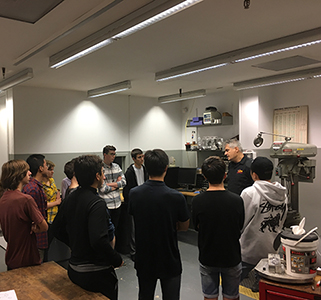 First-year engineering students in the Mechanical Engineering Lab training