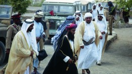 Sheikh Zayed, Sultan Qaboos, and Sayyid Tariq (left to right), As Sib - Charles Butt, 1970