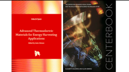 Left: "Advanced Thermoelectric Materials for Energy Harvesting Applications,” edited by Saim Memon. Right: “Centerbook: The Center for Advanced Visual Studies and the Evolution of Art-Science-Technology at MIT” by Elizabeth Goldring and Ellen Sebrin