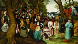 Keith Krumwiede, A Crowd Gathers in Fourier Forest near Freedomland, after The Preaching of St. John the Baptist, 1601–1604, by Pieter Brueghel the Younger