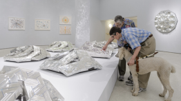 Students in Professor Stephanie Jeanjean's grant-funded course attended a tour of an exhibition at the Guggenheim Museum of the artist Monir Shahroudy Farmanfarmaian for visually impaired visitors. 