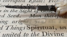Detail of a 1765 edition of Robert Barclay's 'Apology for the True Christian Divinity,' printed by John Baskerville