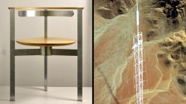 A chair and a proposed tower in Namibia. Two parts of Aimilios Davlantis Lo's thesis proposal