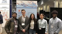 Cooper Students at the APS Conference from left to right: Rayhan Syed (EE'20), Samuel Cavas (ME'17 & M.Eng.), Skylar Eiskowitz (ME'19), Yenchia (Amy) Feng (ME'18) and (former Cooper student, now U.Colorado Boulder grad student) Sai Chikine (ME'17)