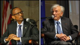 President Paul Kagame and Elie Wiesel in the Great Hall