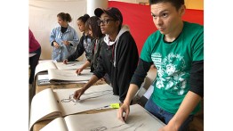 High school students from New York City public schools studying drawing in Cooper's Saturday Program.