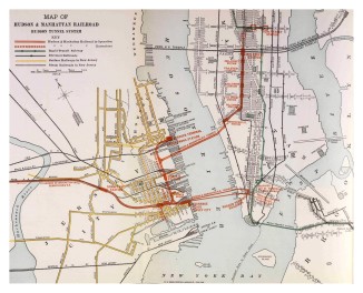 Map of the Hudson & Manhattan Railroad, 1914. Sixth Annual Report of Hudson & Manhattan Railroad Company, Year Ended December 31st, 1914. Courtesy of Columbia University Libraries. 