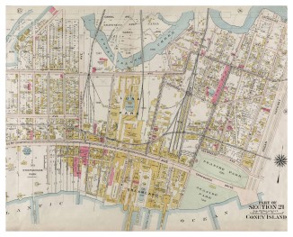 Plate 29: Coney Island. 1907. Atlas of the Borough of Brooklyn, City of New York. G.W. Bromley & Co. (Publisher). The Lionel Pincus and Princess Firyal Map Division, New York Public Library Digital Collections.