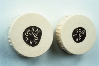 Factory Wall in Cincinnati, 1990. Heat transfer on canvas. 2 canvases, 5 inch diameter each.