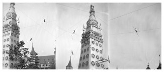 Tightrope Walkers Near the Electric Tower, Luna Park, Coney Island, N.Y. c1903. George Ehler Stonebridge (Photographer). New York Historical Society via Digital Culture of Metropolitan New York.