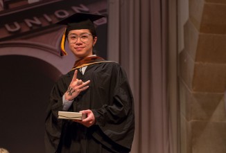 Louis Chan A'18, recipient of the Toni and David Yarnell Merit Award of Excellence in Art