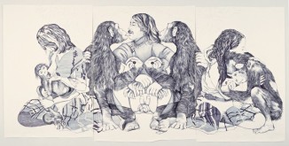 Group 2 (Norman, Oklahoma. 1964-1977. Baboon Island, The Gambia, Africa. 1977-1987.) 2007 Graphite & pen on paper,  112 x 20"