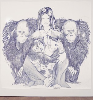 Group 3 (Tanjung Putting, Borneo. 1971) 2007. Graphite and ballpoint pen on paper.  107 1/2 x 110 inches