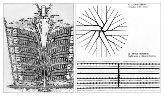 Left—Ideal City Plan; Hans Bernhard Reichow, 1948 | Right—Traffic System Diagrams; Hans Ludwig Sierks & Peter Friedrich