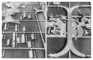 Left—Residential Area Model; Tokyo, Japan; Kenzo Tange, 1960 | Right—Traffic System Model; Tokyo, Japan; Kenzo Tange, 1960