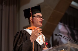 Tobias Stein CE'18 & M.CE'18, delivered the student address