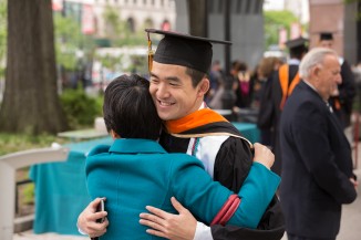 Jessie Wu ME'17 accepts a maternal hug for a job well done.