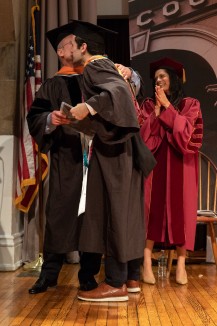 Zachary Tzavelis ME'19, received his degree from his father, Cosmas Tzavelis, professor of civil engineering