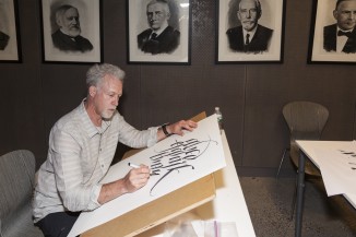 Richard Lipton demonstrated calligraphy in the TypeLab.