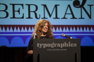 Emily Obermann, a 1985 graduate of the School of Art, spoke about using typography in the entertainment industry.