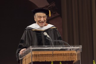 Milton Glaser A'51, giving his commencement address