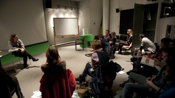 Screening room and chroma-key studio