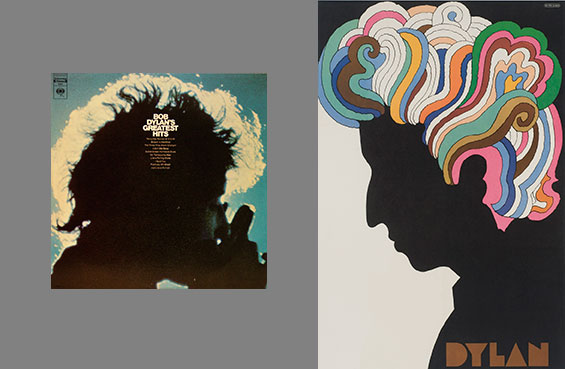 Bob Dylan -- Greatest Hits; Dylan
poster by Milton Glaser