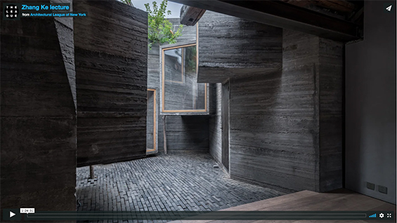 Zhang Ke presentation video documentation thanks to The Architectural League of New York.