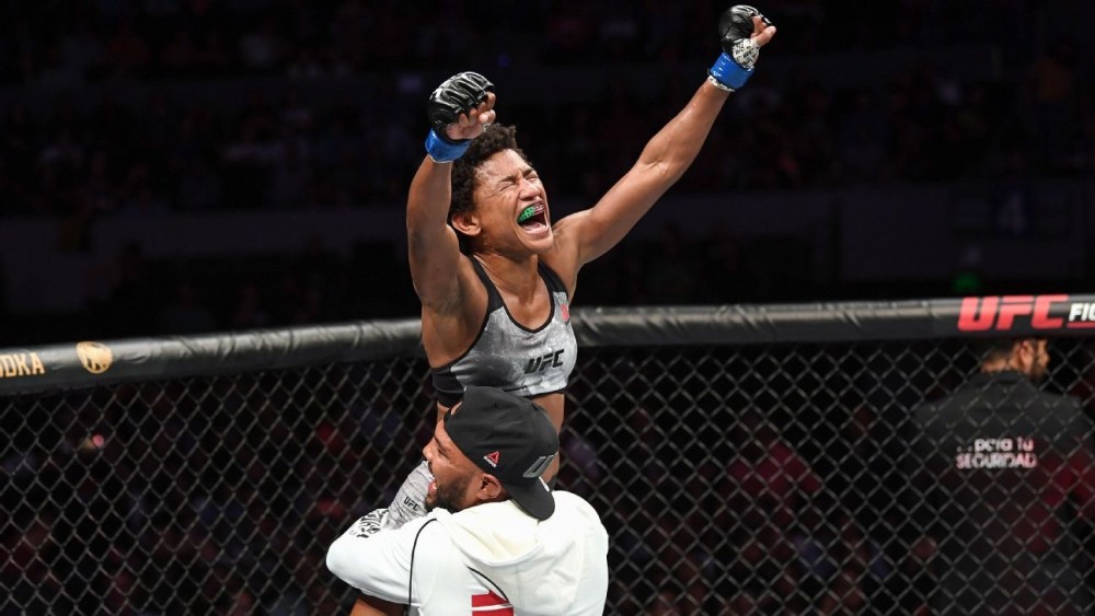 Angela Hill celebrates win 