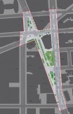 The Astor Place / Cooper Square redesign planning map. Blue lines represent current dimensions