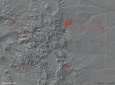Hydro-fracking well pattern and major rivers in Colorado.
