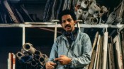 Artist Jack Whitten in his studio