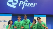 Photo of cooper students with their medals at the Pfizer Hackathon