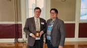 professor robert topper with his ACS award