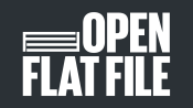 Black box that says Open Flat File in white