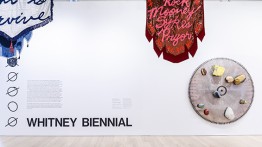 Installation view of Whitney Biennial 2017 (Floor 5) with Torey Thornton's "Painting" in lower right. Photograph by Matthew Carasella