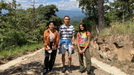 Students studying abroad in Guatemala. Image left to right: Seena Seon ChE'23, Brandon Bunt BSE'22, and Joya Debi EE'23.