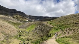Sarah Yang hiking Mount Esja in Iceland