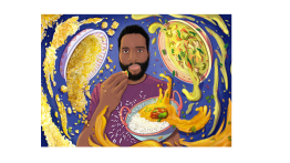 Drawing of Brandon Ndife from Grub Street Article