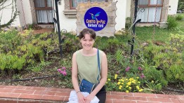 Elise Danko, BSE ’26 in front of the Barbara Ford Center in Quiché, Guatemala