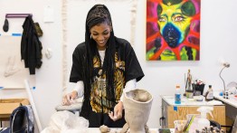 School of Art Student in their Studio Space