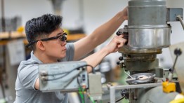 School of Engineering Student in the Metal Shop