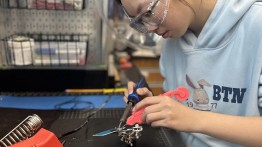 Student working in makerspace