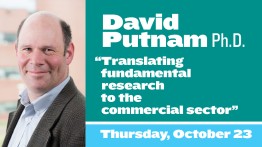 Headshot of David with his name and the talk's name and date