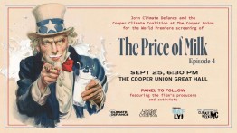 Image of Uncle Sam with a bottle of milk and a milk moustache and event name