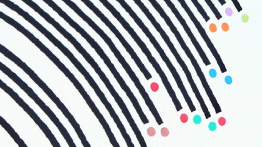 black curved lines with colorful dots at end of lines