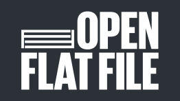 Black box that says Open Flat File in white